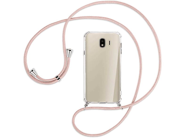 MTB Samsung, Rosegold mit J4 Backcover, 2018, MORE / Umhänge-Hülle ENERGY Galaxy Silber Kordel,