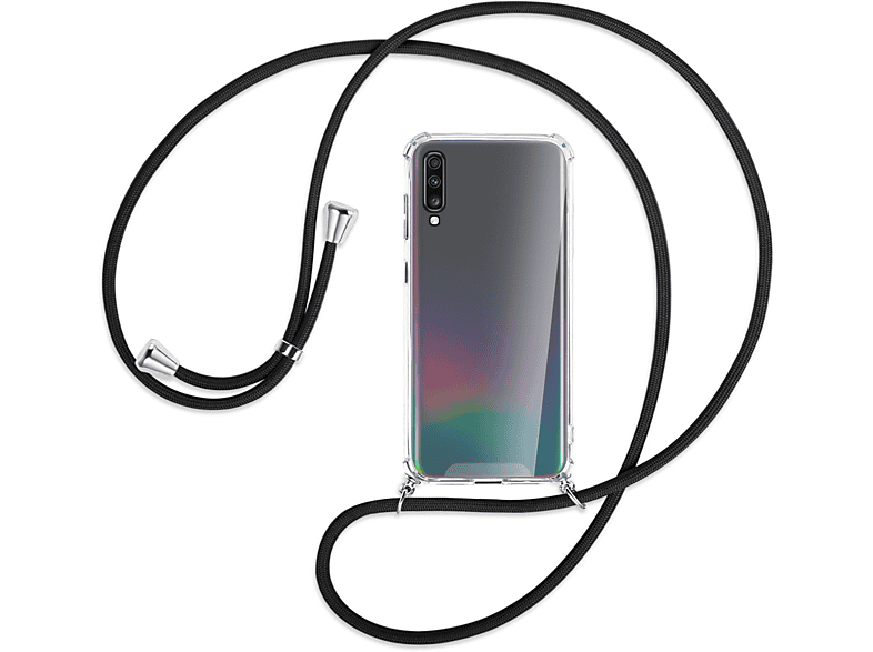 MTB MORE Schwarz Kordel, / Umhänge-Hülle ENERGY Silber Galaxy Samsung, mit A70, Backcover