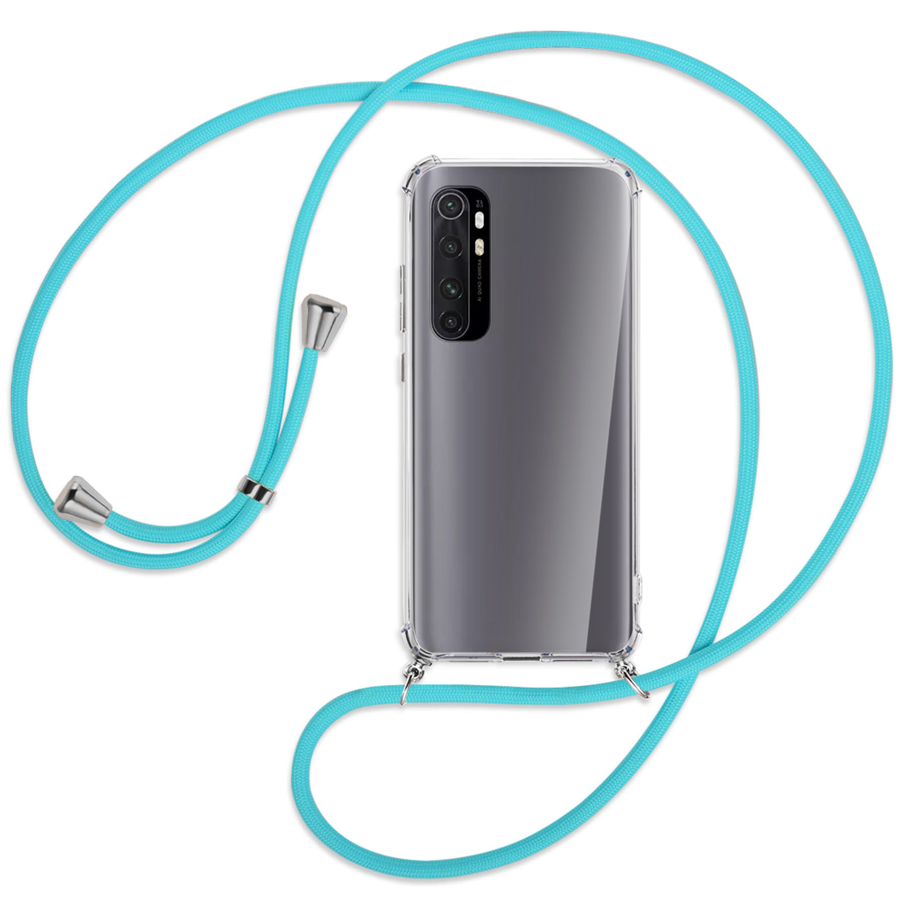 Note Türkis Xiaomi, 10 ENERGY mit MORE MTB Kordel, Umhänge-Hülle Silber Backcover, / Mi Lite,