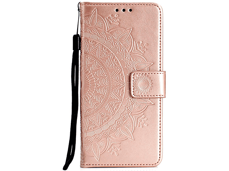 Galaxy Klapphülle COVERKINGZ mit Samsung, Mandala Bookcover, Roségold A70, Muster,