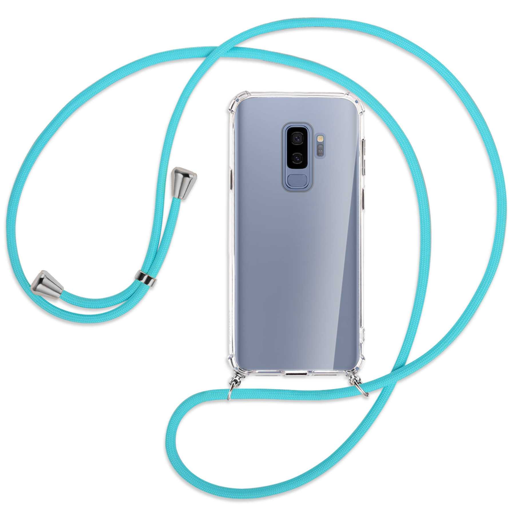 MTB MORE ENERGY Umhänge-Hülle Silber Kordel, Plus, / Türkis Samsung, Galaxy mit Backcover, S9