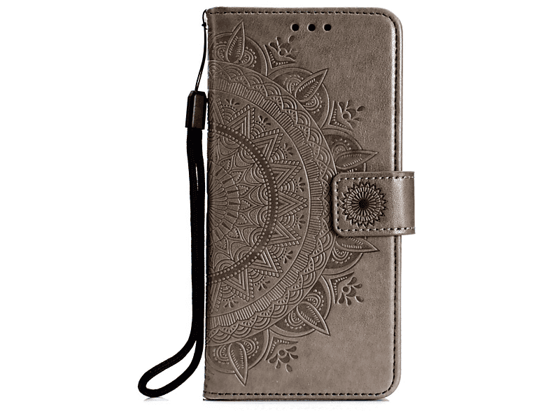 Bookcover, Klapphülle Huawei, COVERKINGZ mit Y6p, Grau Muster, Mandala