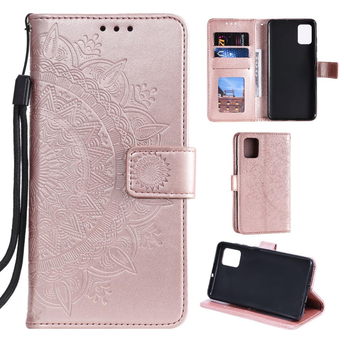 COVERKINGZ Klapphülle mit Mandala Muster, Samsung, Bookcover, A51, Roségold Galaxy