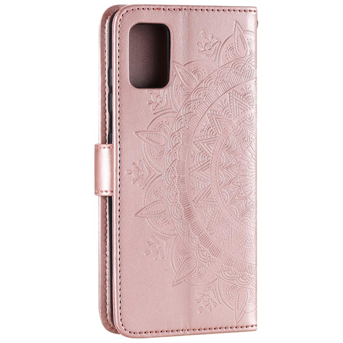 COVERKINGZ Klapphülle Samsung, Roségold Muster, A51, Bookcover, Galaxy mit Mandala