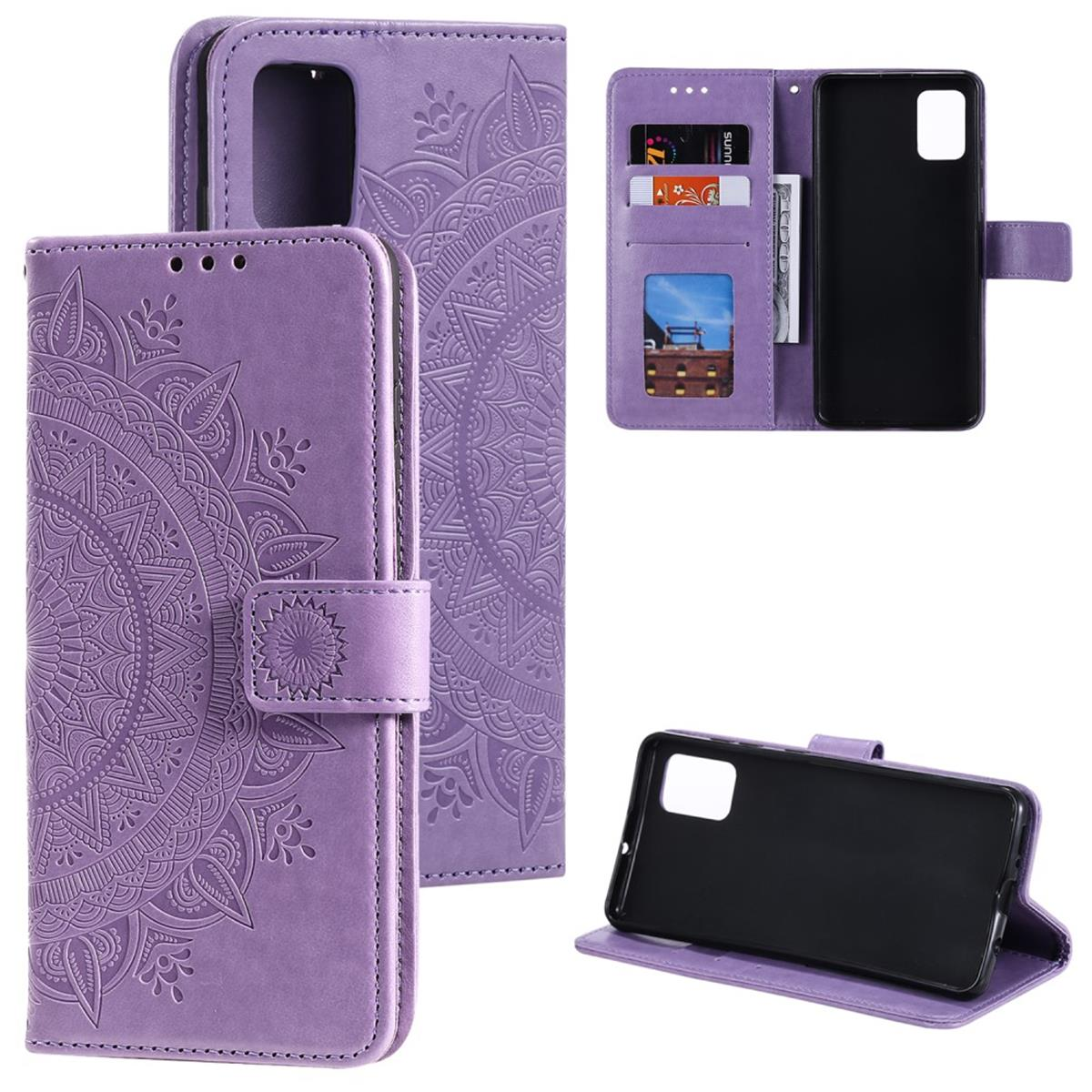 COVERKINGZ Klapphülle Note20, Galaxy Muster, Samsung, mit Lila Mandala Bookcover