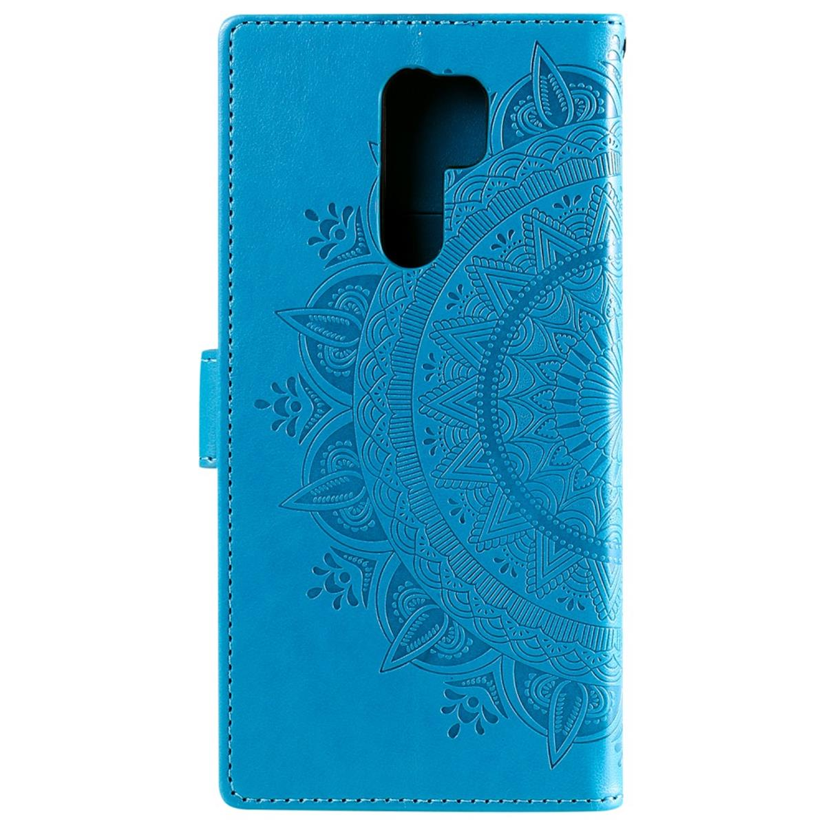 9, COVERKINGZ Redmi Xiaomi, mit Klapphülle Mandala Bookcover, Blau Muster,