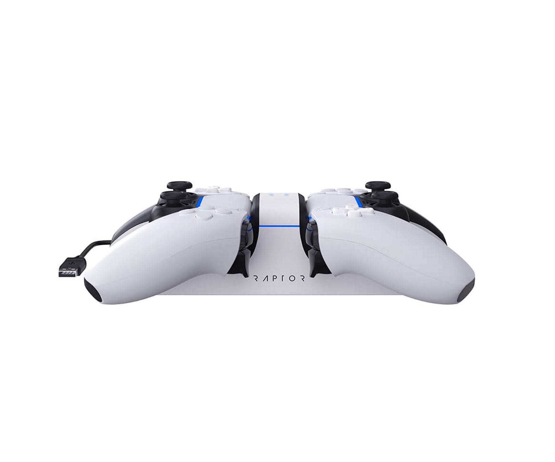 Raptorgaming Cs200 Cargador dual ps5 blanco negro azul sennheiser para mandos ps4ps5