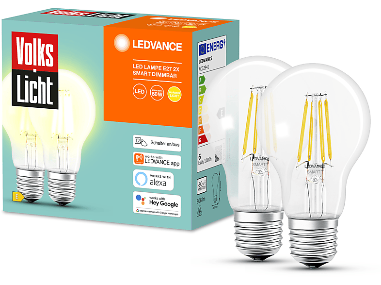 Filament LED Classic VOLKSLICHT 806 Warmweiß SMART+ Lumen Lampe Dimmable LEDVANCE