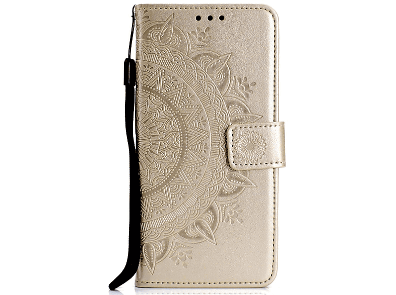COVERKINGZ Klapphülle mit Samsung, Mandala A10, Muster, Galaxy Bookcover, Gold