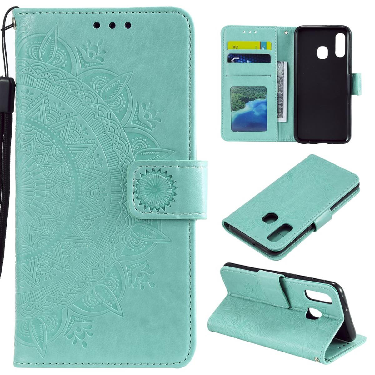 COVERKINGZ Klapphülle mit Mandala Muster, Samsung, Bookcover, Galaxy A40, Grün