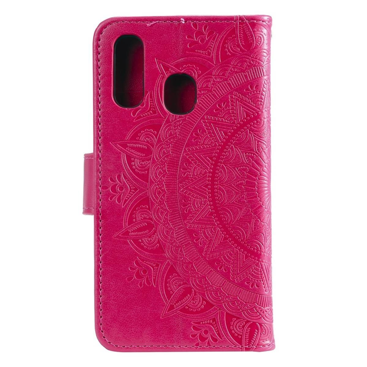 COVERKINGZ Muster, Klapphülle Mandala A40, Samsung, Pink mit Bookcover, Galaxy
