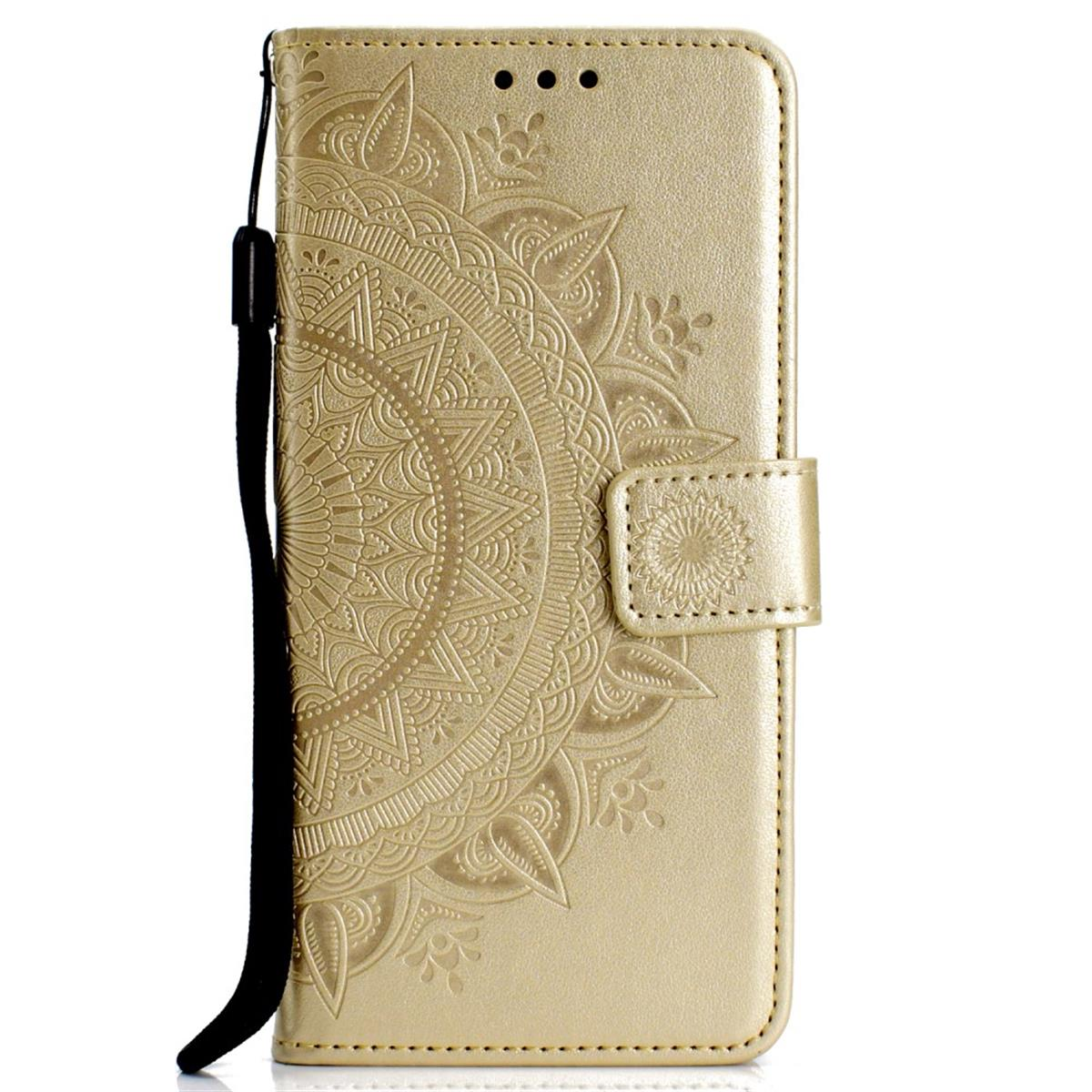 COVERKINGZ Klapphülle Gold P30, mit Bookcover, Mandala Muster, Huawei,