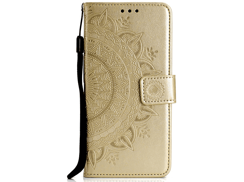 COVERKINGZ Klapphülle mit Mandala Muster, Bookcover, Samsung, Galaxy S10+ [Plus], Gold