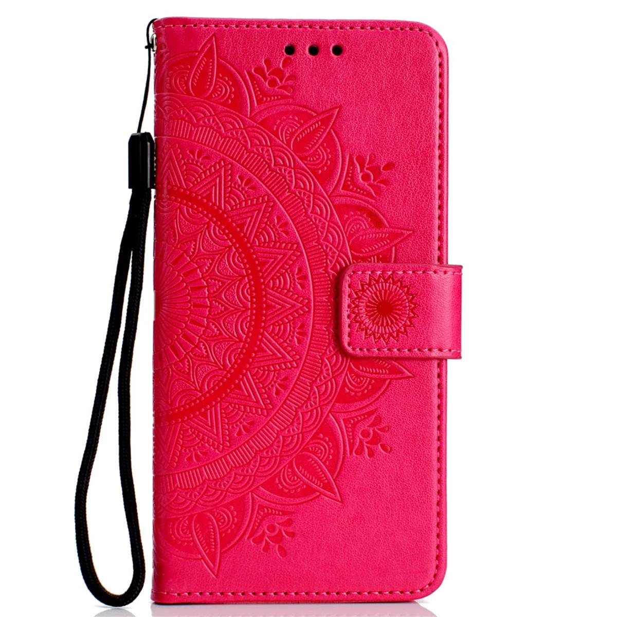 COVERKINGZ Klapphülle P30 mit Bookcover, Pro, Pink Huawei, Mandala Muster
