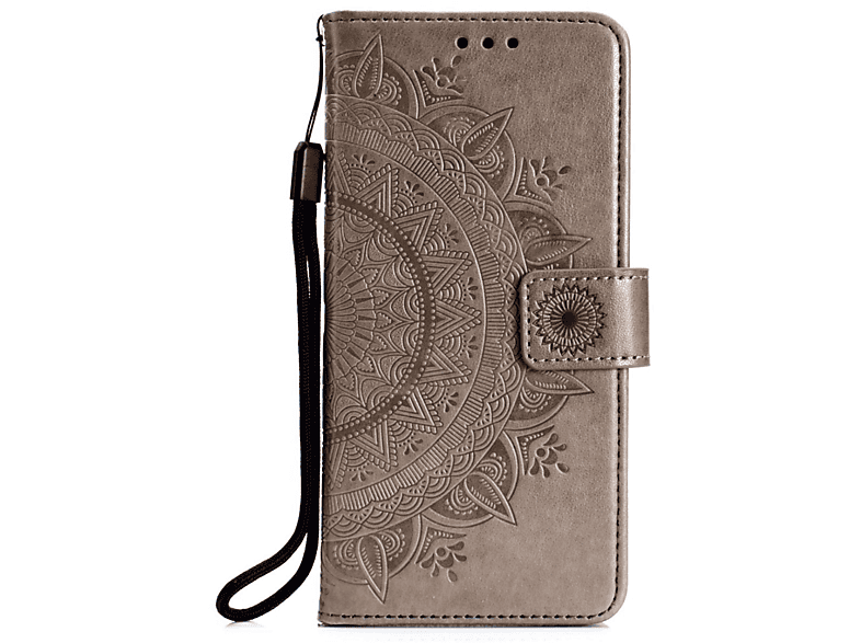 Samsung, S10, Muster, COVERKINGZ Klapphülle Bookcover, Grau mit Galaxy Mandala