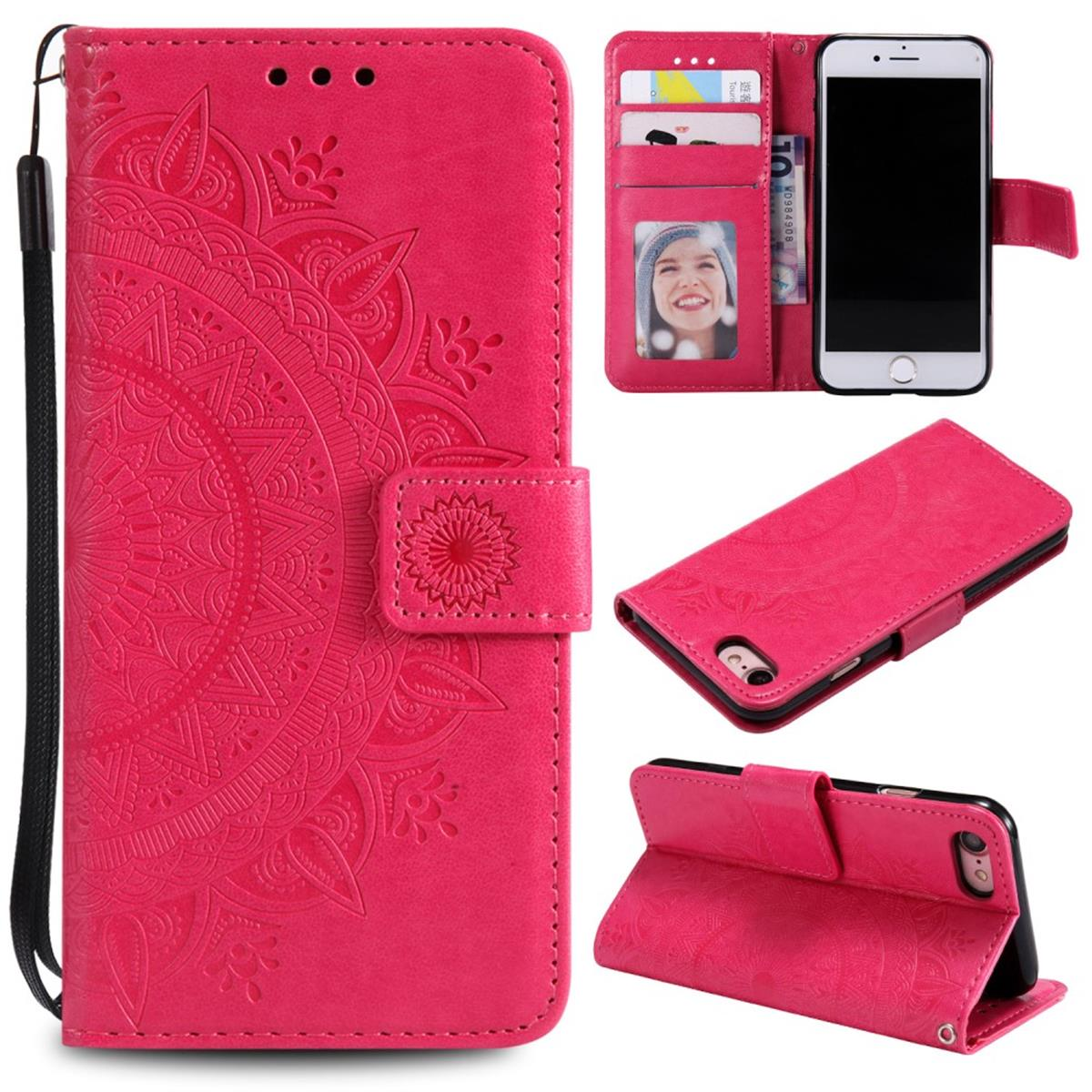 COVERKINGZ Klapphülle mit Mandala Muster, iPhone Apple, 2020/2022, SE Pink Bookcover