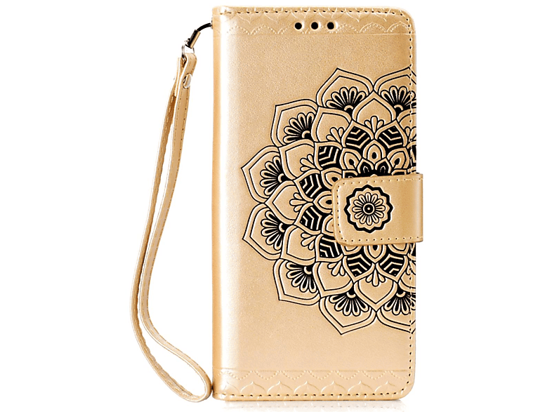 COVERKINGZ Klapphülle mit Mandala Muster, Bookcover, Samsung, Galaxy S10, Gold