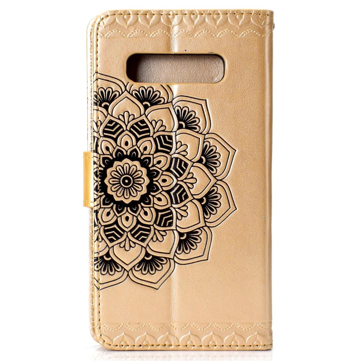 Gold Mandala COVERKINGZ Galaxy Samsung, Klapphülle Bookcover, S10, mit Muster,