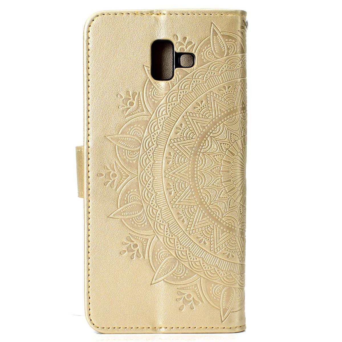 Klapphülle Plus, Galaxy Samsung, COVERKINGZ Gold J6 Mandala Muster, Bookcover, mit