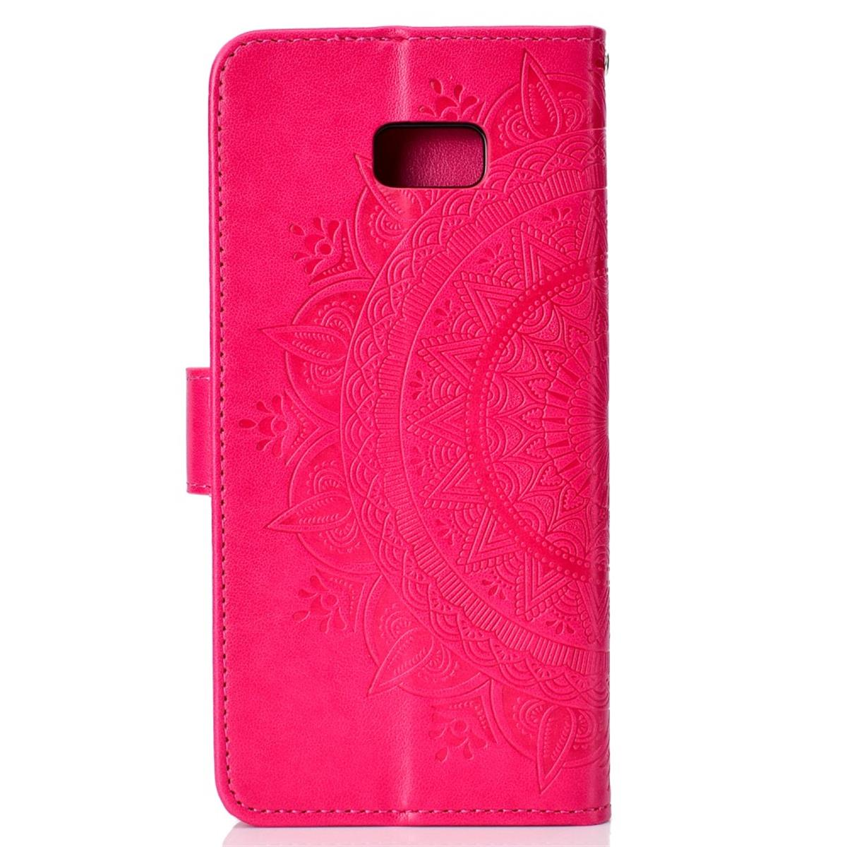 J4 Pink Bookcover, Galaxy COVERKINGZ Plus, Muster, Samsung, mit Klapphülle Mandala