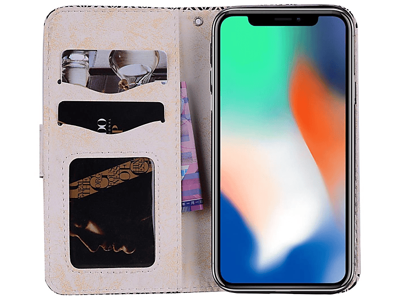 COVERKINGZ Klapphülle mit Mandala Weiß iPhone Apple, Max, Xs Muster, Bookcover