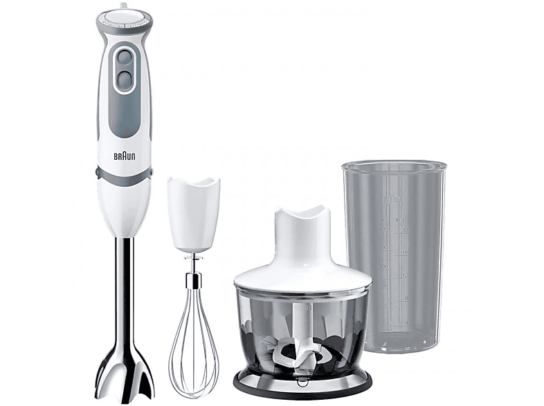 Braun Hogar MultiQuick 3V Batidora de Brazo, 11 Velocidades, Control de  Salpicaduras, Piezas Aptas para el Lavavajillas, Vaso de Plástico sin BPA  de 600 ml, Batidora Doble, MQ3105B, 750 W, Blanco 