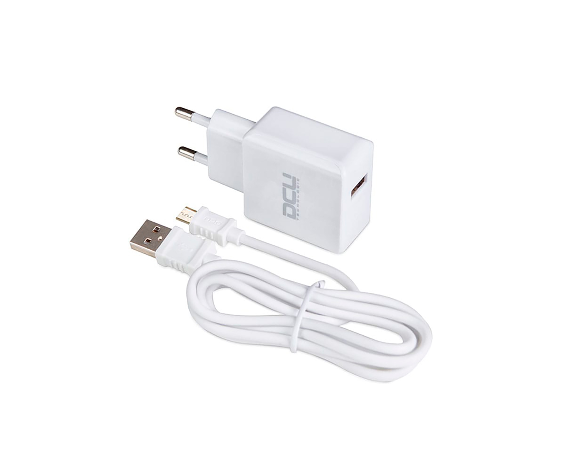 Cargador - DCU CARGADOR BLANCO PARED 5V 2.4A + CABLE CONECTOR USB A MICROUSB 1M DCU, BLANCO