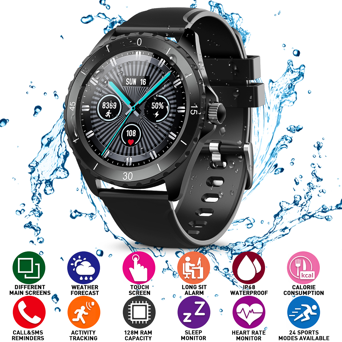ELEGIANT schwarz C520 TPU, Smartwatch