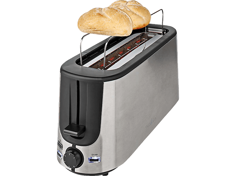 NEDIS KABT310EAL Toaster Aluminium (1000 Watt, Schlitze 2) MediaMarkt