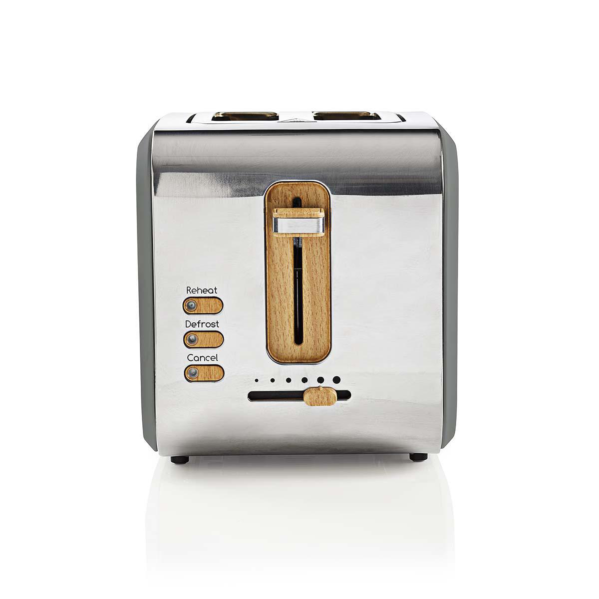 NEDIS KABT510EGY Toaster (900 Watt, Grau Schlitze: 2)
