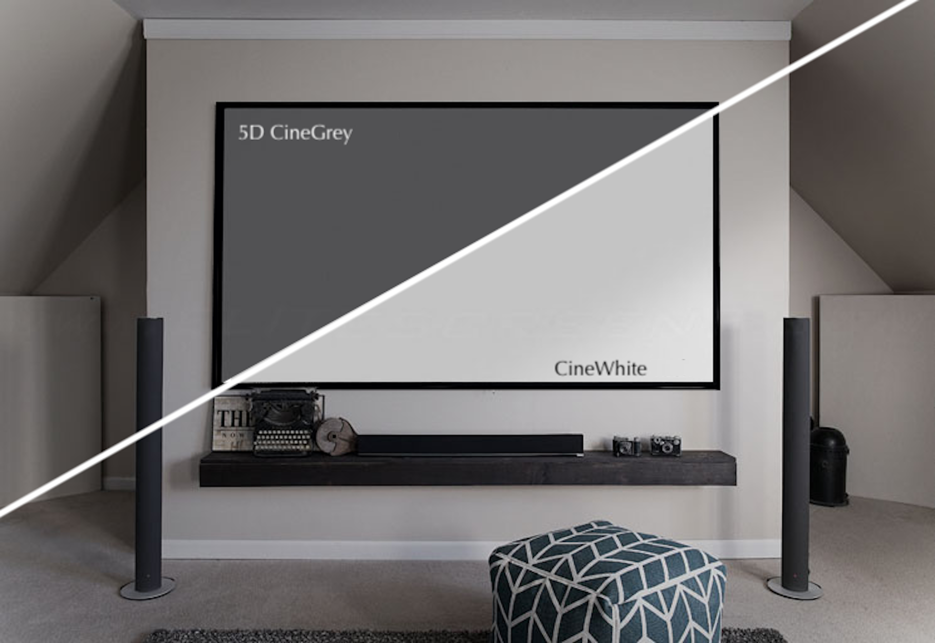 SCREENS EZ 203 5D CineGrey ELITE / 115 Leinwand x FRAME16:9 Beamer /