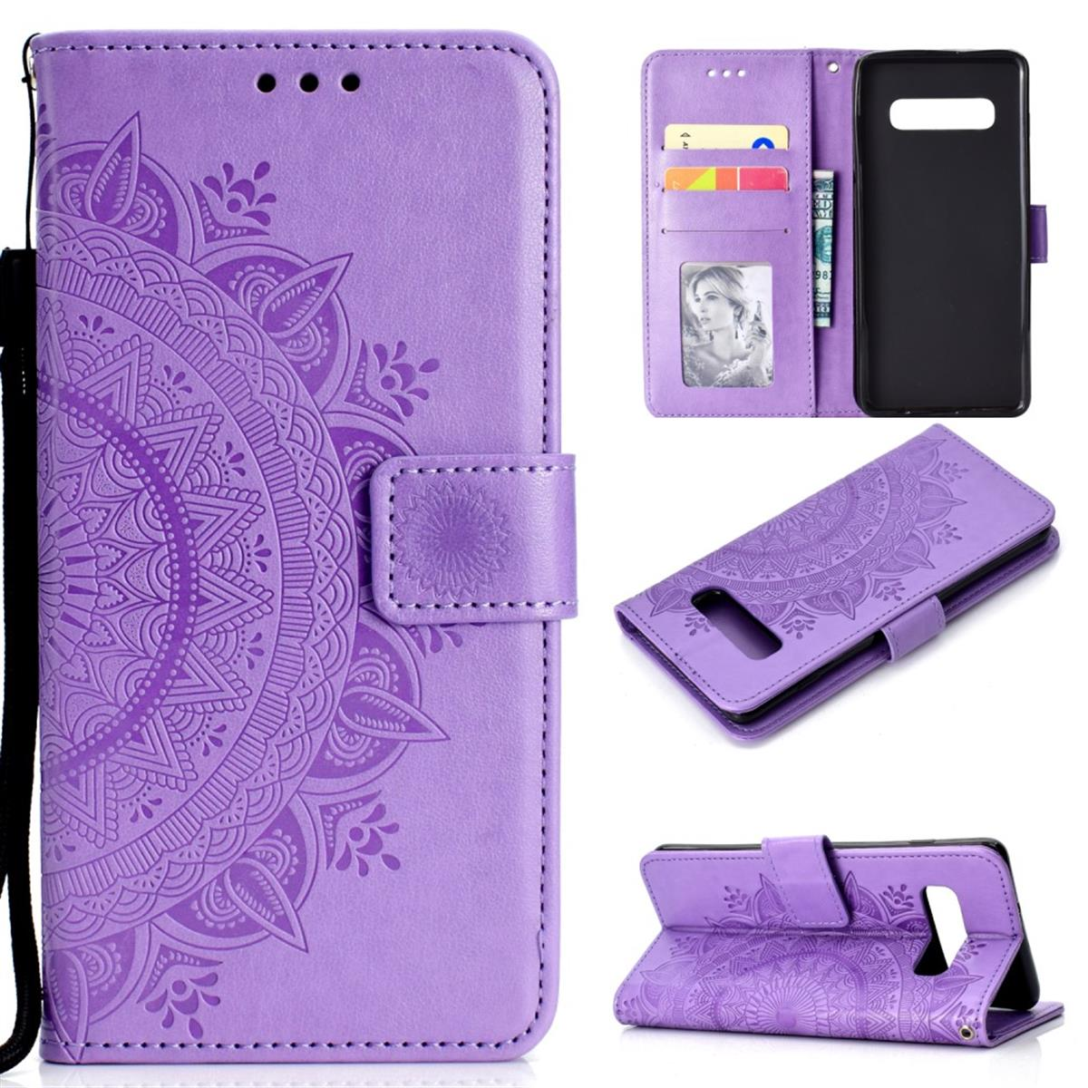 Muster, Bookcover, Klapphülle Samsung, S10, Mandala mit COVERKINGZ Galaxy Lila