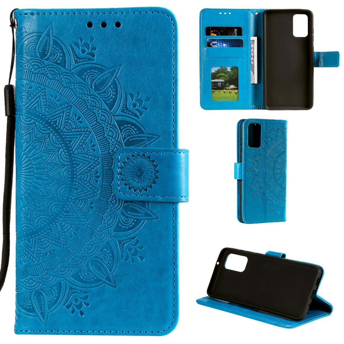 COVERKINGZ Klapphülle Huawei, Blau P40 Muster, Mandala Bookcover, mit Pro