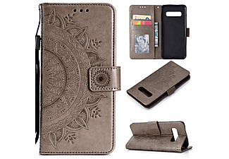 COVERKINGZ Klapphülle mit Mandala Muster, Bookcover, Samsung, Galaxy S10, Grau