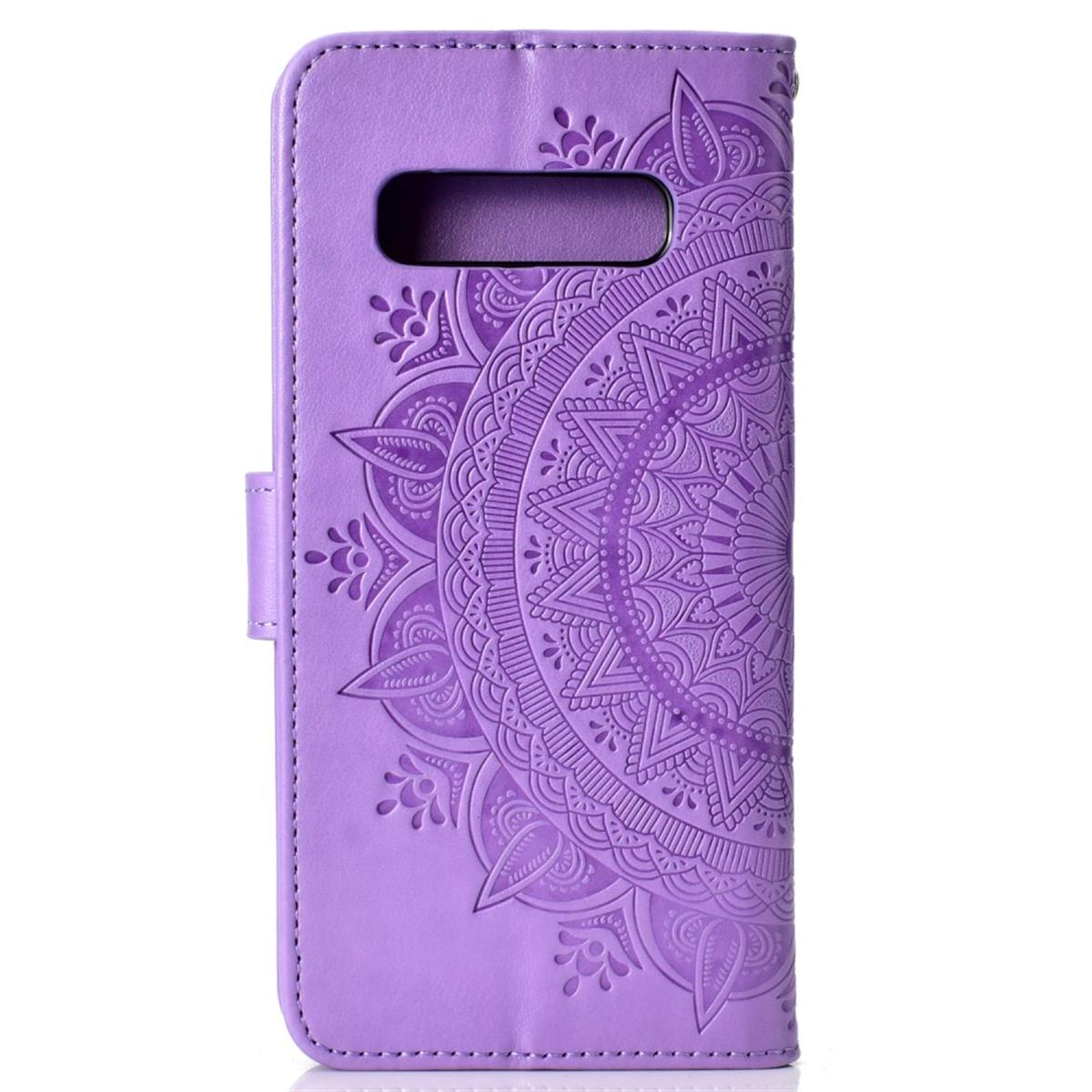 COVERKINGZ Klapphülle mit Mandala Muster, S10, Galaxy Lila Bookcover, Samsung