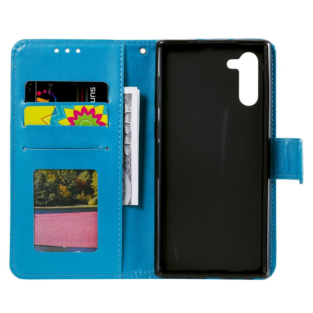 COVERKINGZ Klapphülle mit Mandala Muster, Bookcover, Blau Galaxy Note10, Samsung
