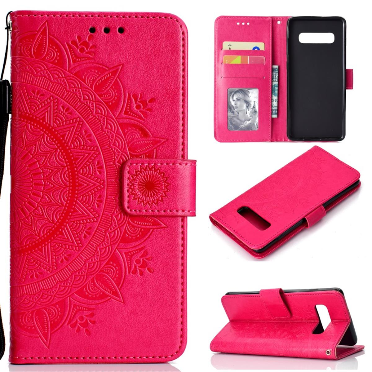 mit COVERKINGZ Klapphülle Pink Galaxy Mandala S10, Muster, Bookcover, Samsung,