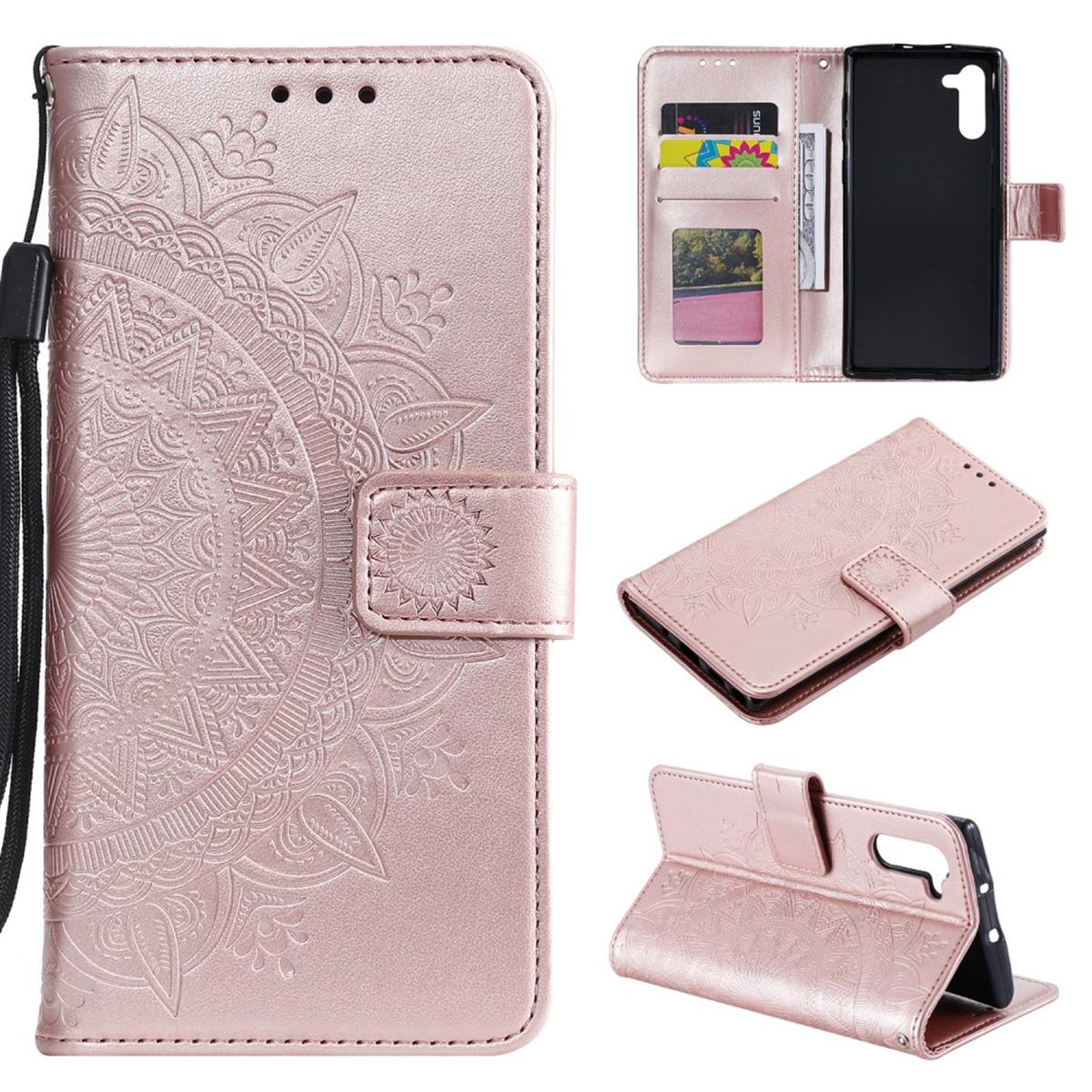 Roségold Samsung, COVERKINGZ Note10, mit Mandala Muster, Klapphülle Galaxy Bookcover,