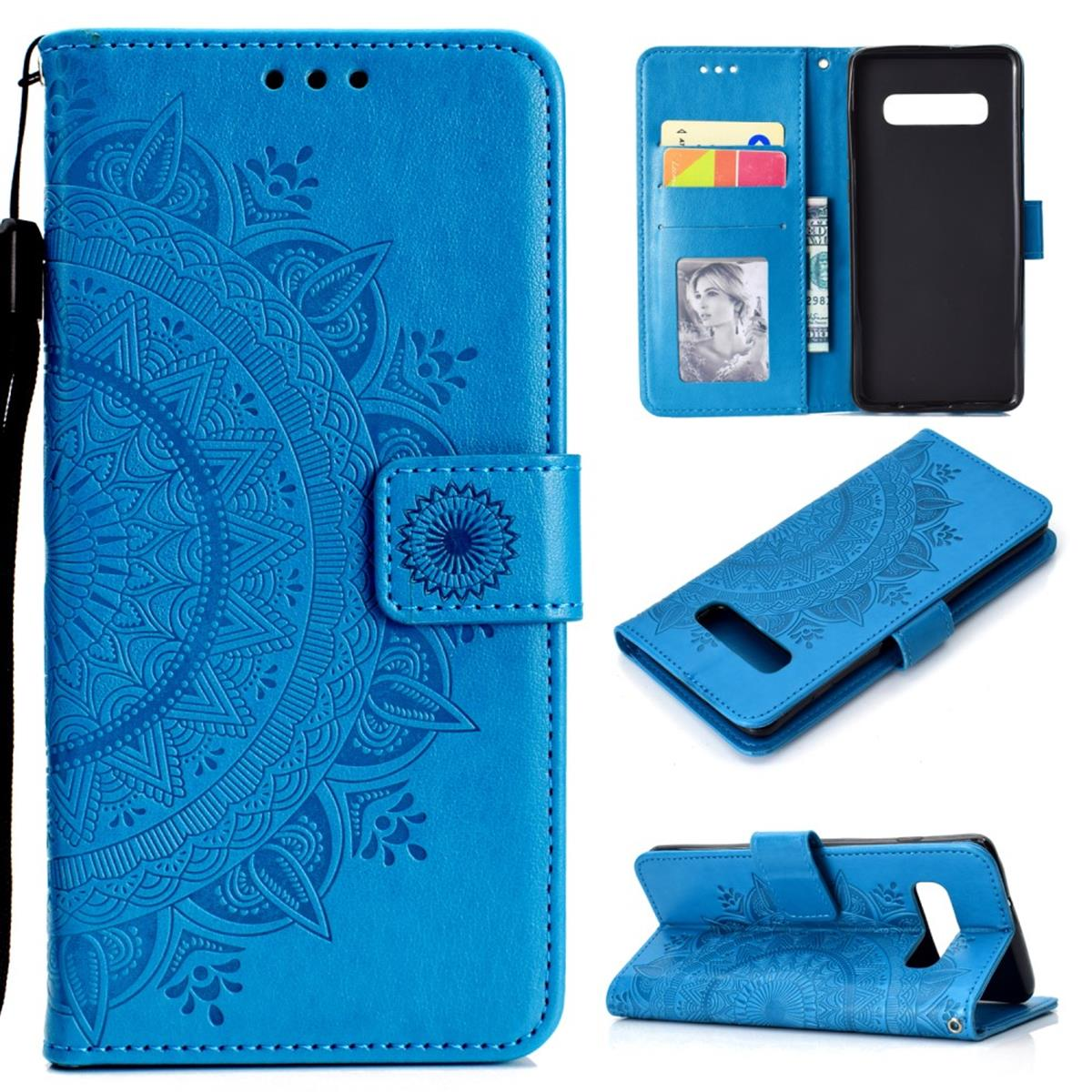 Bookcover, Muster, mit Samsung, Blau Mandala Galaxy COVERKINGZ Klapphülle S10,