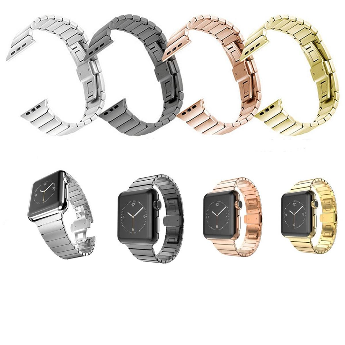Uhrenarmbänder in Silber, Schwarz, Roségold und Gold. Uhren unten.