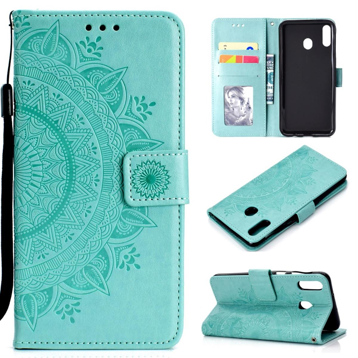 Huawei, Bookcover, Mandala Muster, Klapphülle COVERKINGZ mit Y6p, Grün