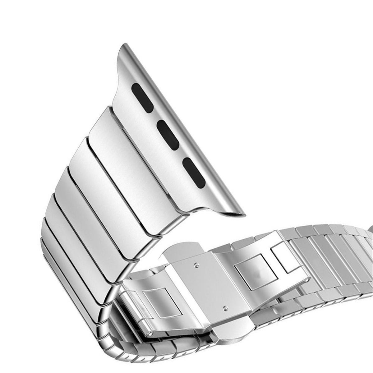 Nahaufnahme eines silbernen Armbandes. Das Armband ist geöffnet und zeigt zur Seite.
