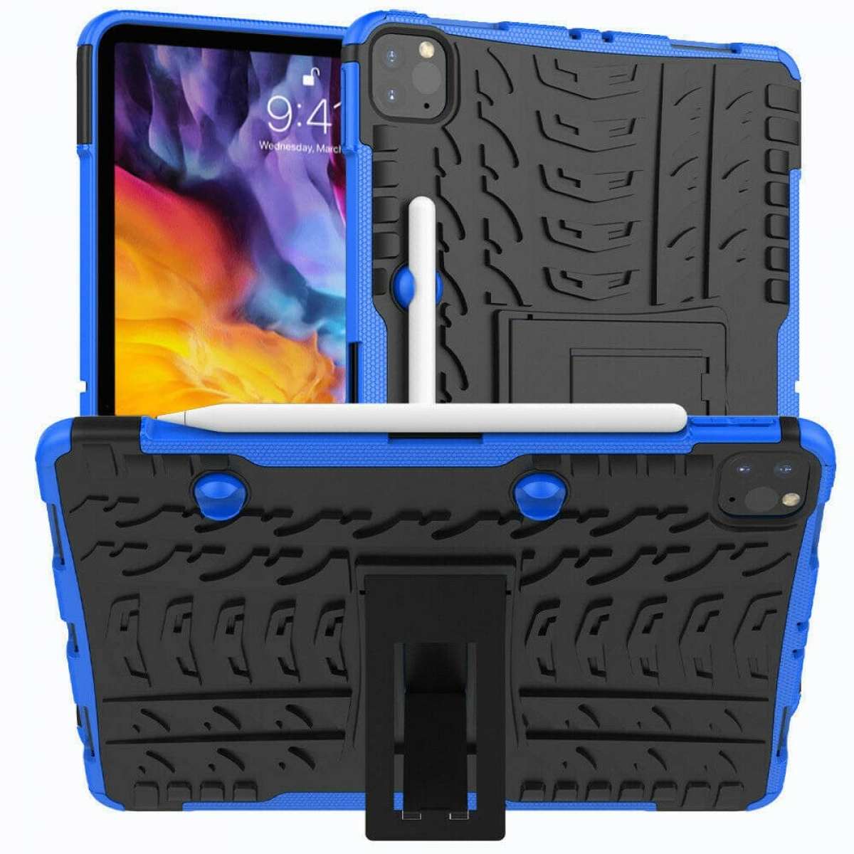 CASEONLINE Stoßfest 2i1 - Blau Apple für Multicolor Tablethülle Backcover Thermoplastisches Urethan