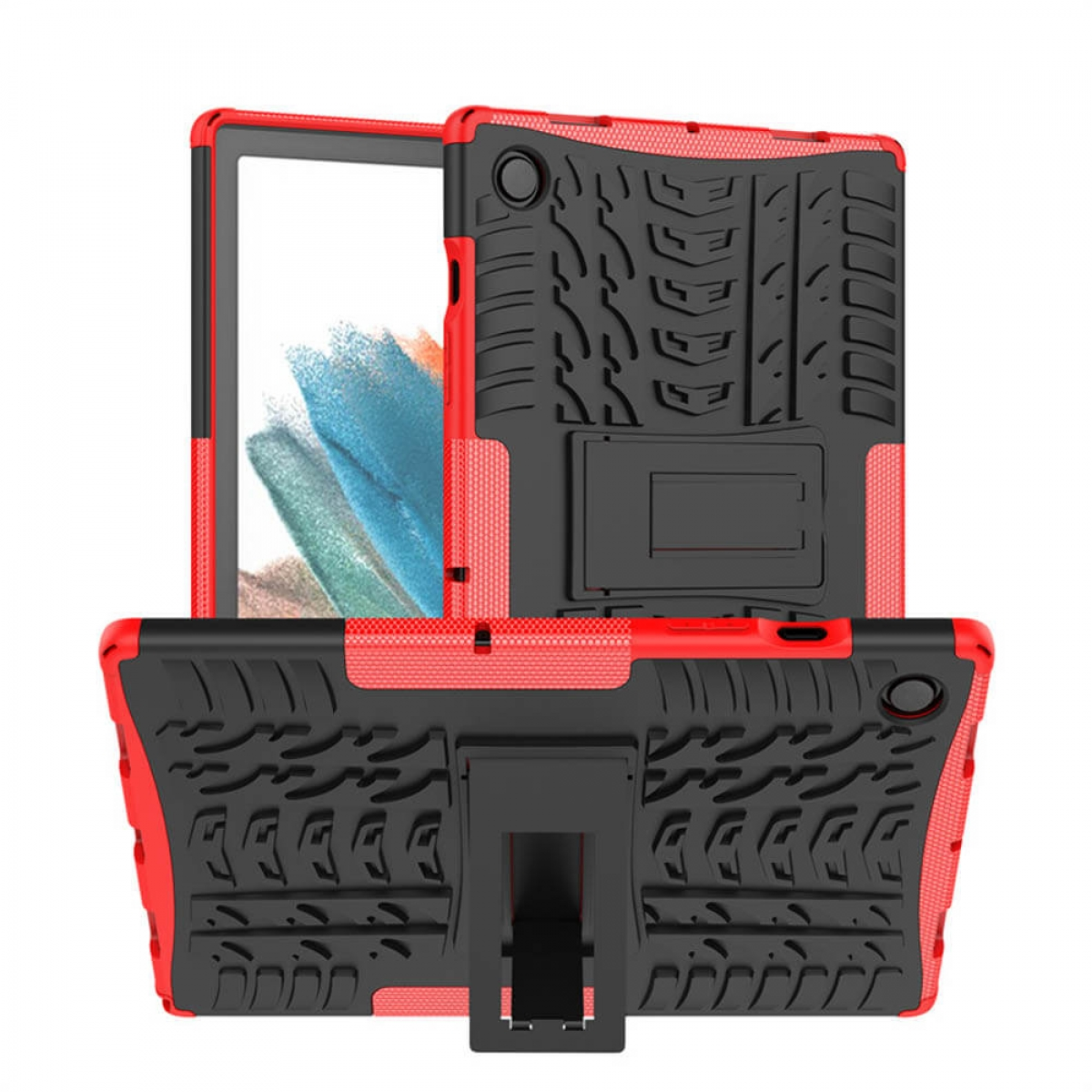 Backcover CASEONLINE Stoßfest Tablethülle Thermoplastisches Samsung 2i1 Rot - für Urethan, Multicolor