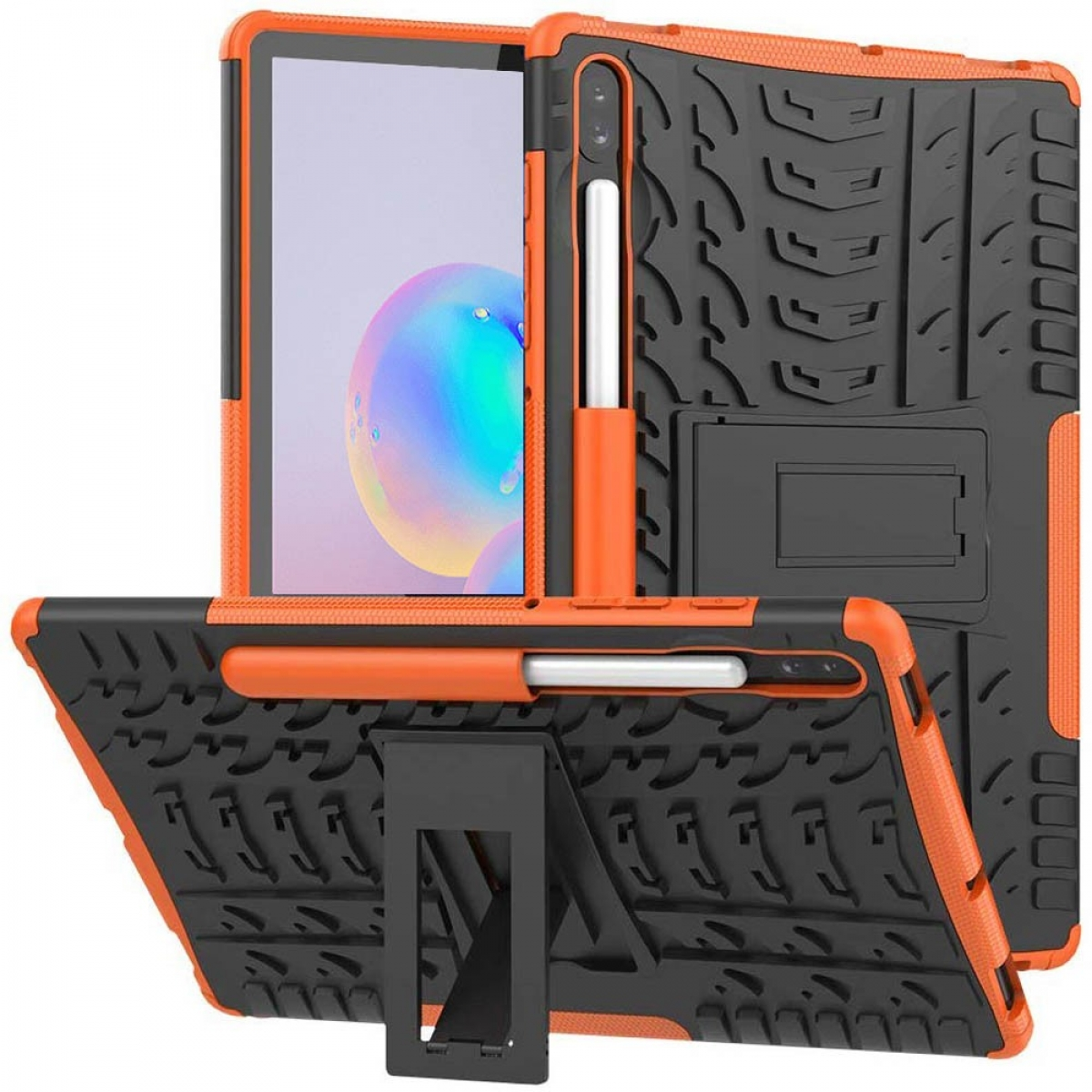 Stoßfest 2i1 Orange Backcover für - CASEONLINE Urethan, Multicolor Tablethülle Samsung Thermoplastisches