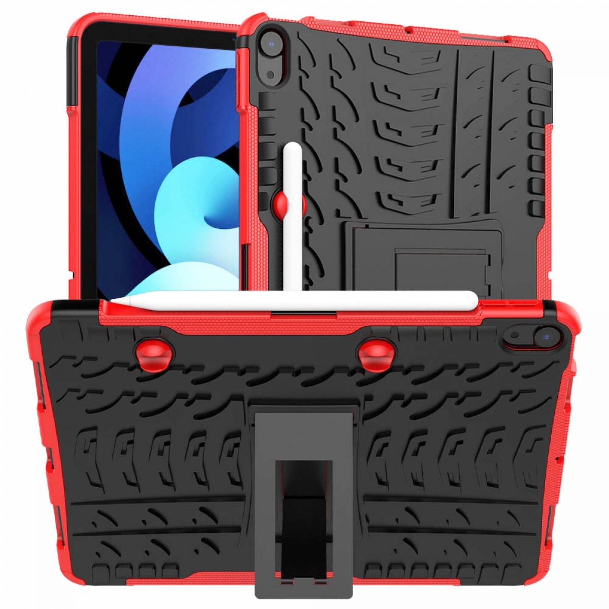 CASEONLINE Stoßfest 2i1 - Rot Apple Backcover Tablethülle für Urethan, Thermoplastisches Multicolor