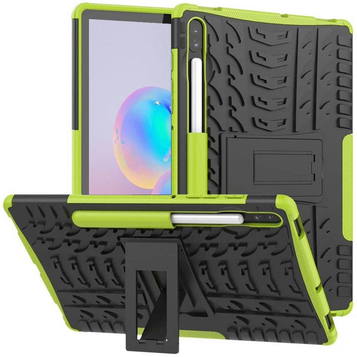 Thermoplastisches Multicolor CASEONLINE 2i1 Grün Backcover - Stoßfest Tablethülle Samsung für Urethan,