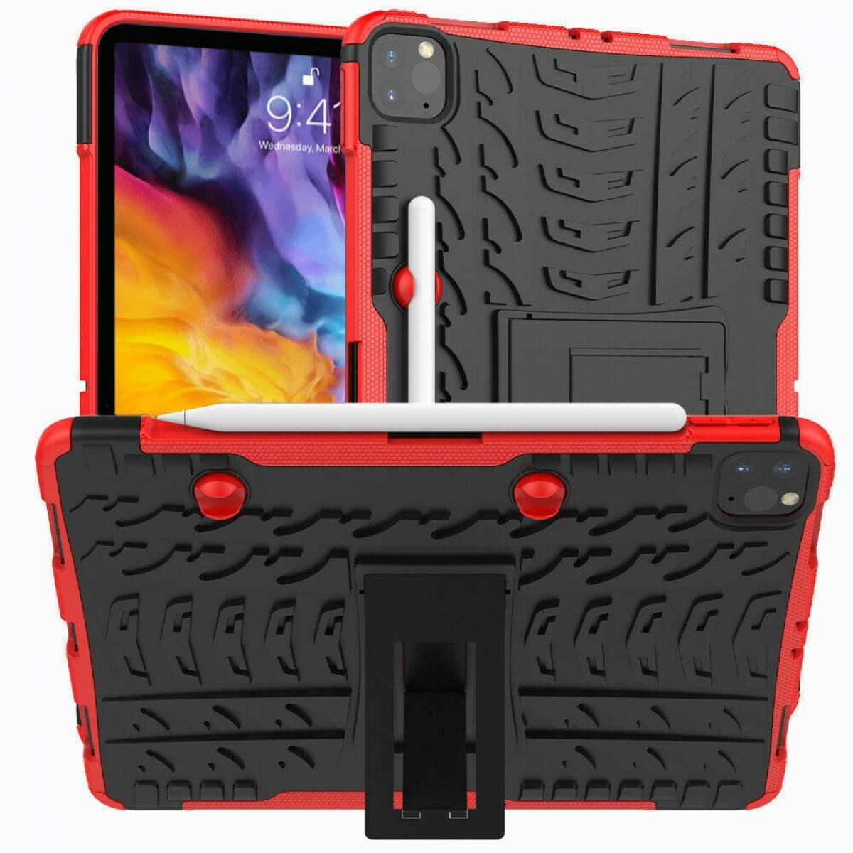 Apple Tablethülle 2i1 für Urethan, - Multicolor Thermoplastisches CASEONLINE Backcover Stoßfest Rot