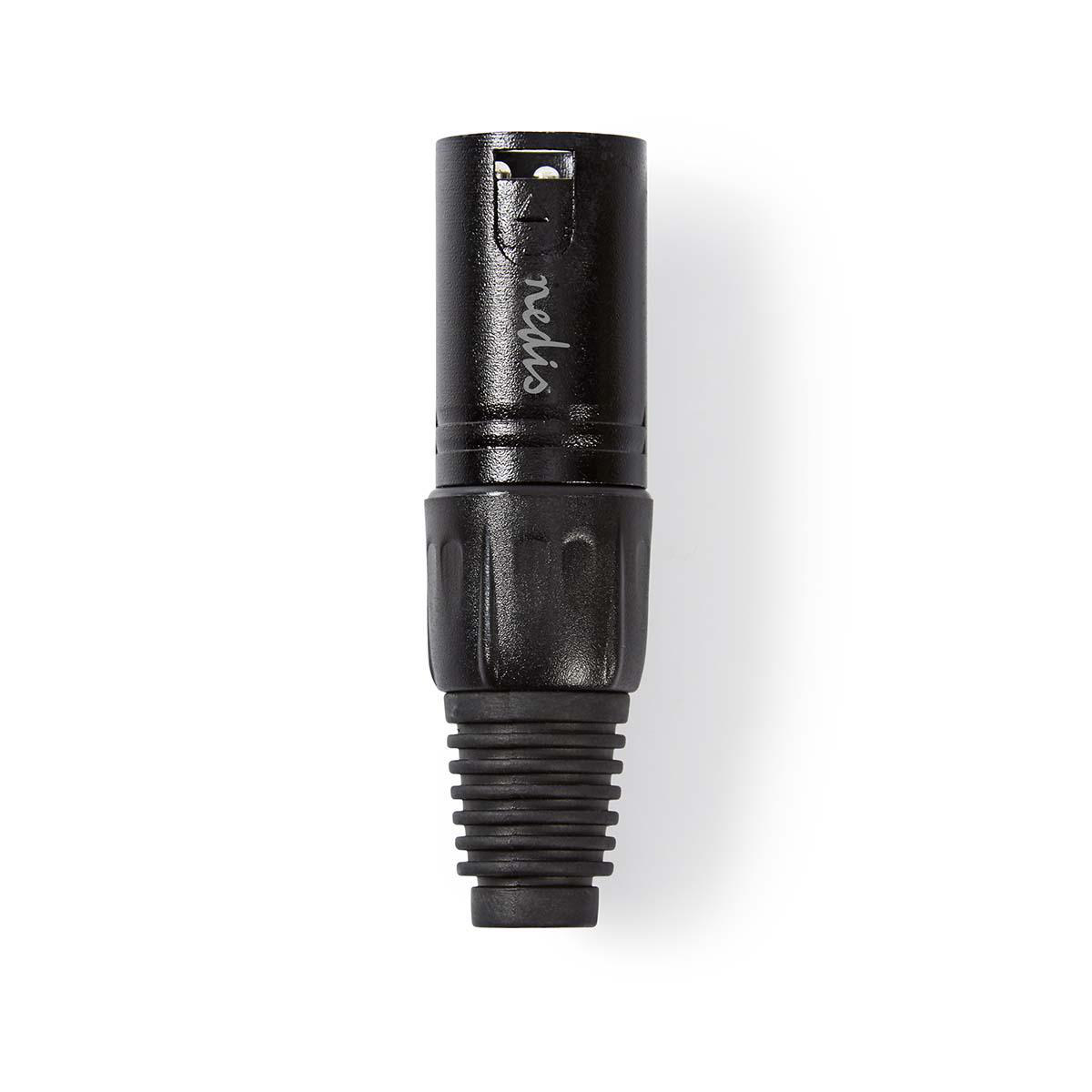 Schwarzer Stecker. Es ist für Audio und hat mehrere Teile.