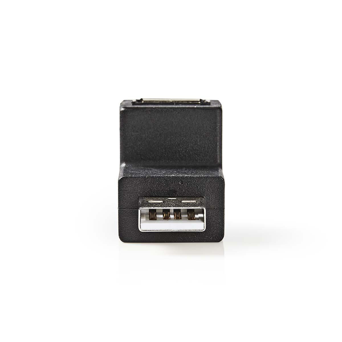Adattatore USB nero. L'adattatore ha una porta USB. Sfondo bianco.